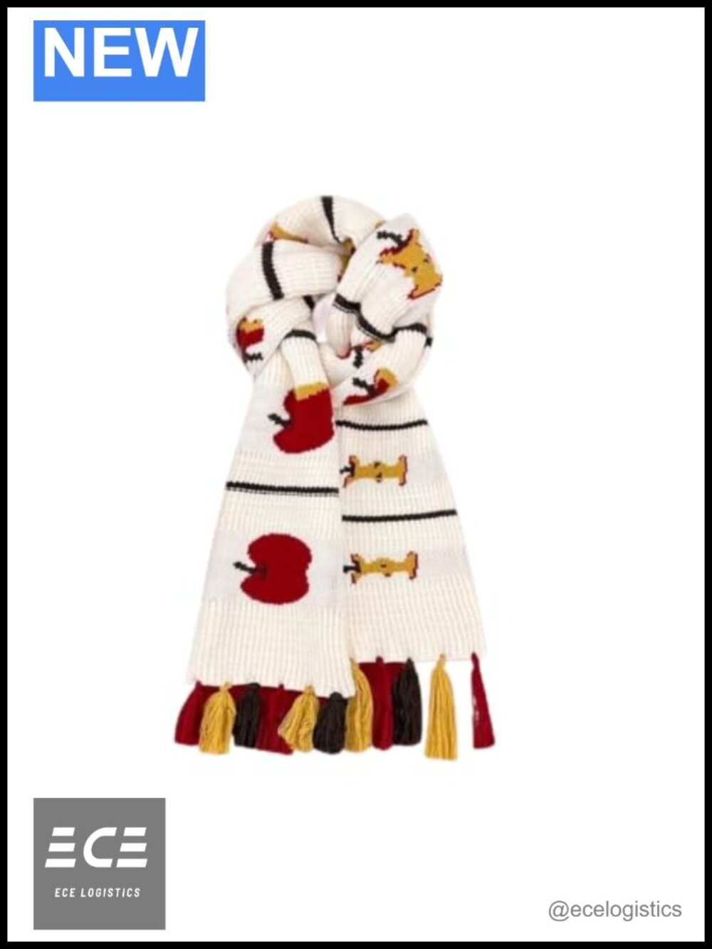 Whimsy Twee Apple Scarf 58.7in Polyester Elastane Whimsical Winter Accessory